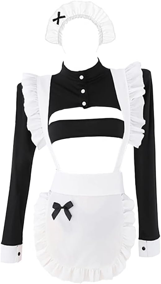 Mobbunny Maid Cosplay Maid Dress Tube Top and Bodysuit with Apron and Headband