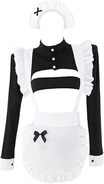 Mobbunny Maid Cosplay Maid Dress Tube Top and Bodysuit with Apron and Headband