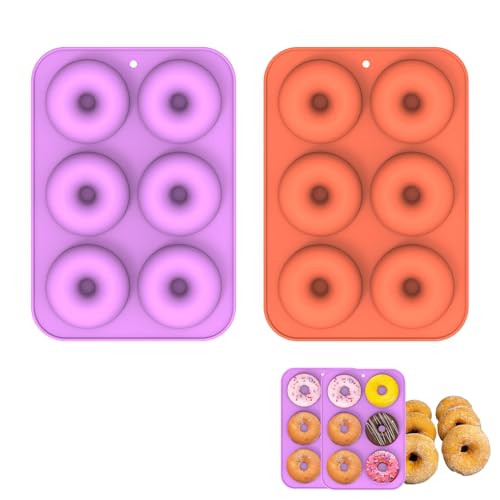 2 Pack Silicone Moulds, Non Stick Silicone Donut Baking Pan, Easy Release Mold, Dishwasher Safe for Convenient Cleaning, Fits Family DIY Baking Projects