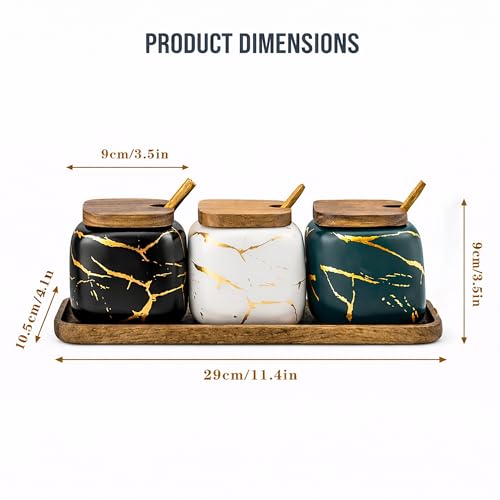 KIDYBELL Marble Porcelain Condiment Jar Set (3 pcs)