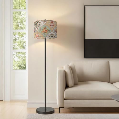 Image of Rellon Industries Floor Lamp for Living Room with 3 Shelves Decorative Metal Floor Lamp Standing Home Decoration Floor JuteLamp Shade Reading for Bedroom, Office,Kitchen (A4)