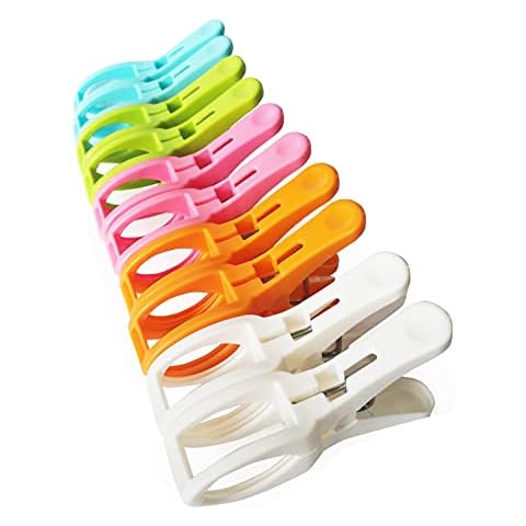 Beach Towel Clips for Beach Chairs Cruise Chairs,Towel Clips for Chairs,FULLINY 10 Pack Fort Clips Beach Chair Clips,Plastic Clips with Excellent Pinching Power to Keep Towels from Blowing Away Cover