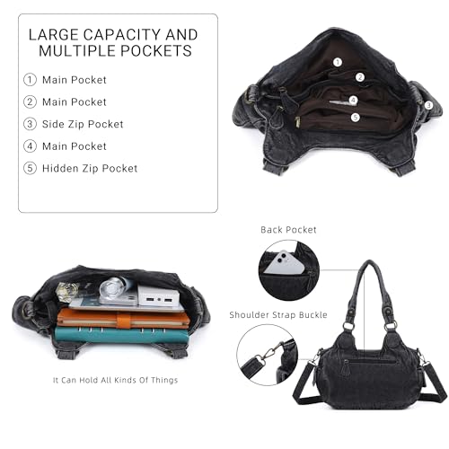 Image of Angel Kiss Hobo Bags for Women Vegan Leather Purses and Handbags Ladies Chic Shoulder Bags Crossbody Purses with Metal Studs