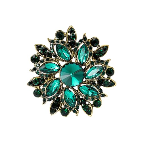 Image of Rhinestone Flower Brooch for Women Vintage Crystal Flower Brooch Pin Elegant Clothing Hat Bag Accessories Christmas Birthday Party Wedding Costume Jewelry