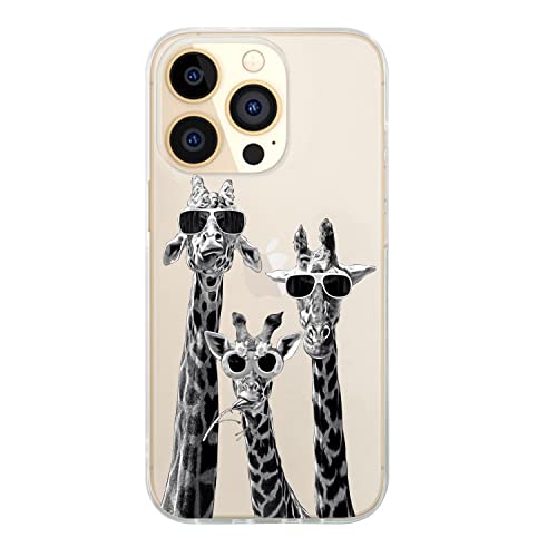 Fancycase Iphone 13 Pro Case (6.1Inch)-Funny Giraffe Design Cool Cartoon Animal Pattern Flexible Tpu Protective Clear Case Compatible With Iphone 13 Pro (Giraffe Trio) #TOP2