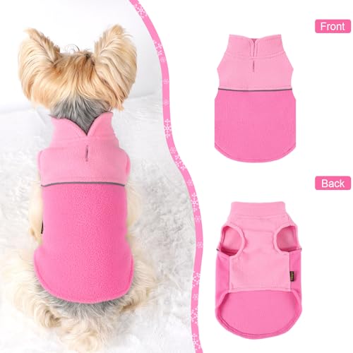 Image of Dog Clothes for Small Dogs Fleece Vest Dog Sweater Boy Girl, Warm Pullover Fleece Doggie Jacket, Winter Pet Ourfit Chihuahua Sweater - Yorkie Clothes (Pink+Rose, X-Small)