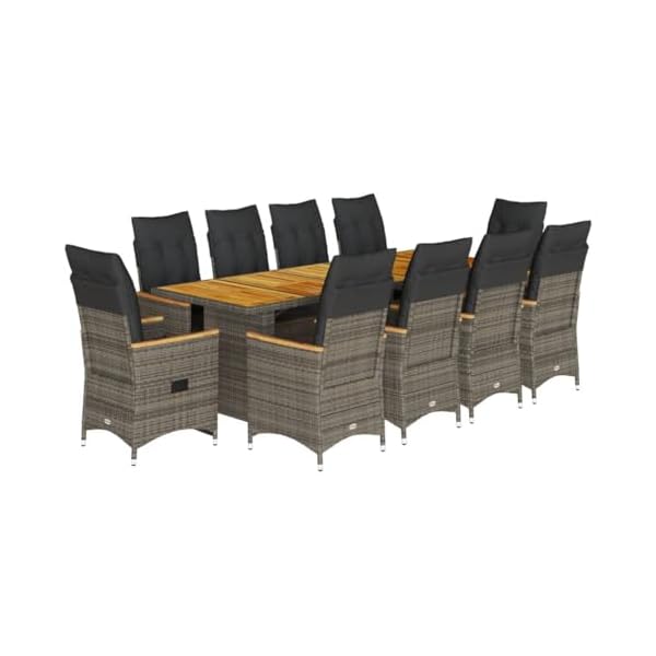 Garten Bistro-Set Polyrattan Akazie Grau 11-teilig