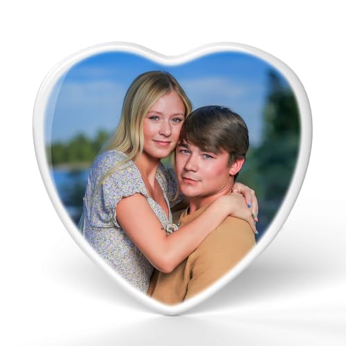 Image of Heart Porcelain Photo Memorial Garden Stones, Headstones for Graves, Waterproof Outdoor Picture, Photo Plaques for Cemetery, Custom Cameo Insert, Ceramic Picture for Gravestones Grave Markers
