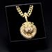 YIMERAIRE 18K Gold/White Gold Plated Lion Head Pendant Vintage Hip Hop Pendant Necklace, The King of Jungle Lion Pendant with Cuban Chain Iced Out Necklace (Small)