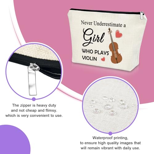 Sazuwu Violin Gifts Women's Makeup Bag Cosmetic Bag for Violin Players Lovers Teachers Music Enthusiasts Violinist Appreciation Graduation Birthday present travel pouch3