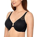 CALVENA Racerback Front Closure Bra for Women Plus Size Seamless Unlined Underwire Bra Black 36DD