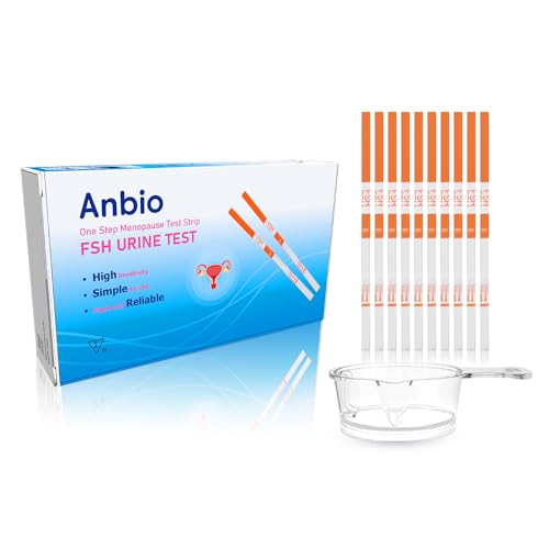 Anbio 10 x FSH Test Strips Detection Menopause Test & 10 Urine Cups Self Test for Early Menopause Perimenopause | Fertility Test