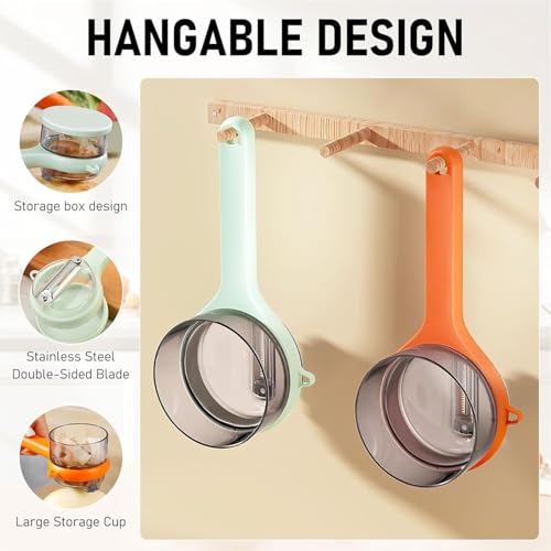 Image of Stainless Steel Julienne Vegetable Peeler Multi-Functional Fruit & Veggie Shredder Slicer and Grater for Potatoes, Carrots, Cucumbers (Peeler with Catcher)