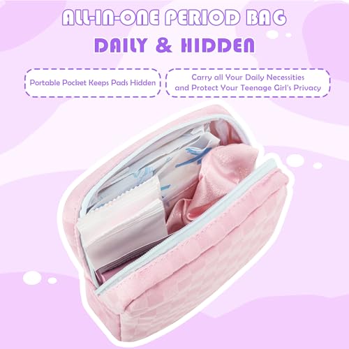 Image of Likesing First Period Kit for Girls, 5.3 inch Tampon Holder for Purse, Menstrual Starter Tampon Bag Pad Pouch, Emergency Sanitary Napkin Storage Bag Teen Period Kit Gifts for Tweens