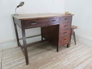 アンティーク 片袖机 デスク テーブル 引き出し ５杯 昭和レトロ 41UXM7rguhL._AC_UF350,