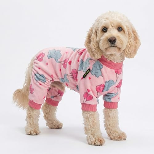 Image of Fitwarm Elephant Fleece Dog Pajamas, Cozy Winter Clothes for Small Dogs Girl, Cute Pet Outfit, Pink, Blue, Large