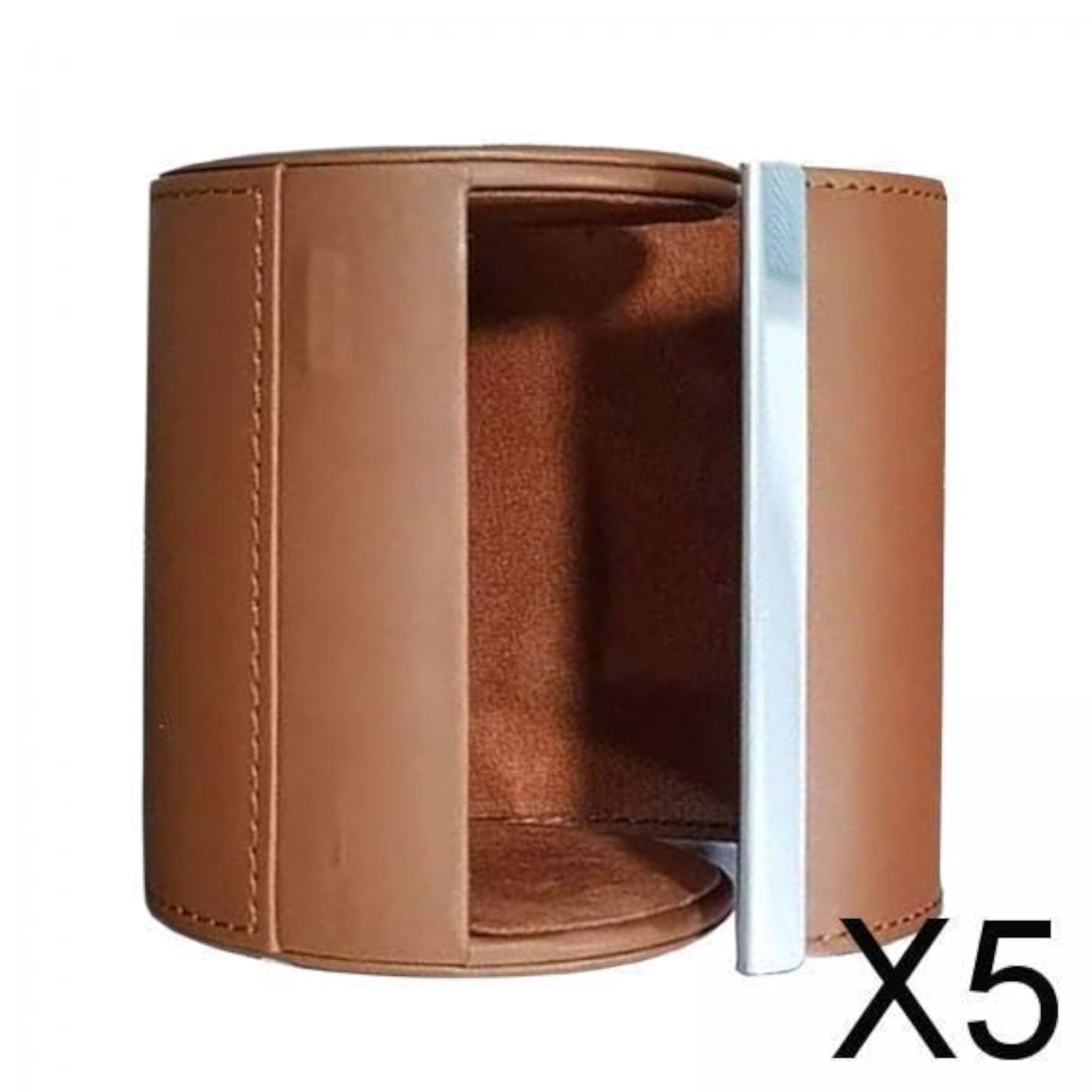 Men's 5x Travel Tie Case in Brown PU Leather, Business Gift