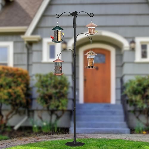 Highpro 63 93 Inch Bird Feeder Pole Outdoors Bird Feeding Station Hanging Outside Heavy Duty Bird Feeder Hanger Stand Shepherd Hooks thumb #1