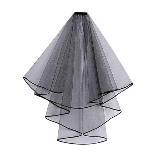 Fashion & Lifestyle Bridal Veil, Veils for Women Wedding, 2 Tiers Black Bridal Veils with Comb, Simple Tulle for Bachelorette Party Decorations