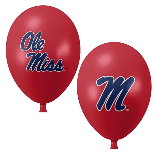 Ole Miss Mississippi Rebels Balloons 10 Pack 11" Official Licensed Logos, Helium Quality Latex Balloons, Perfect for College Football Team Celebration, Decorated Front and Back by Westrick
