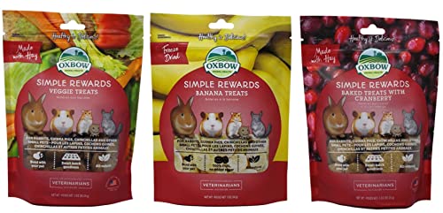 Simple Rewards Small Animal Treats 3 Flavor Variety Bundle (1) Each: Baked Cranberry, Freeze Dried Bananas, Baked Veggie, 1-2 Ounces #TOP29