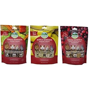 Simple Rewards Small Animal Treats 3 Flavor Variety Bundle (1) Each: Baked Cranberry, Freeze Dried Bananas, Baked Veggie, 1-2 Ounces