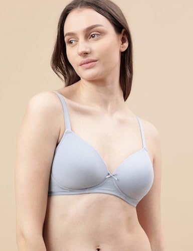 Image of Marks and Spencer Womens Cotton Mix Plain Sweetheart Neck Bra T33 3208K 34 DD Powder Blue