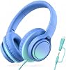 Auriculares para niños con cable, 85/94dB, Micrófono, Adaptador USB-C, Azul cielo 2