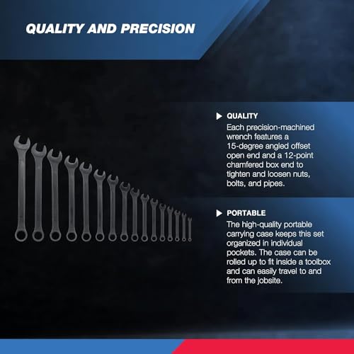 Image of NEIKO 03574A Jumbo Combination Wrench Set | 16 Piece | SAE | 1 /4 inch to 1-1 /4 inch | Raised Panel Construction (Pack of 4)