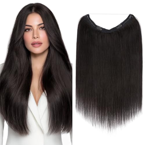 MY-LADY Halo Hair Extensions Real Human Hair for Women Natural