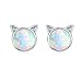 Cuoka Cat Earrings Opal Earrings for Women Cat Earrings for Adult Sterling Silver Cat Jewelry for Women