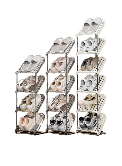 Image of Cortina Shoe Rack Vertical Shoes Racks for Entryway Corner Shoe Storage Organizer for Small Spaces Transparently Tall Slim Shoe Shelf for Front Door Entrance Living Room - 3 Layer