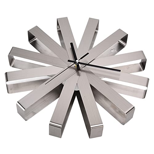 Wall Clock Stainless Steel Silent Modern Decorative Hanging Clock for Bedroom Living Room