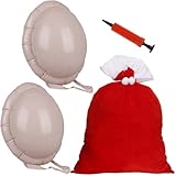 Acewen Paquete de 2 bolsas inflables de Papá Noel con bomba de mano, vientre falso de Papá Noel, vientre de cerveza, vientre inflable de Papá Noel, accesorios de cosplay, mujer embarazada