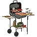Outsunny Holzkohlegrill aus Stahl fahrbar Grillwagen mit abschließbarem Deckel Grillrost Räder Griff, Kohlegrillwagen mit Holzablage BBQ Smoker für Camping Garten 98 x 54 x 91 cm Schwarz