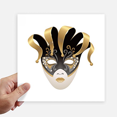 Pegatinas cuadradas de carnaval de Venecia oro de 20cm pack de 4 2