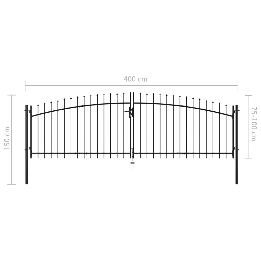 Cancello Giardino Esterno, Cancello Esterno, Cancelletto Giardino, Cancelli in Ferro, Cancello Giardino, Cancello Pedonale, Cancello Doppio con Punte a Lancia 400x150 cm