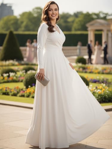 Image of KOH KOH Womens Long Sleeve Empire Cocktail Elegant Evening Versatile Maxi Dress