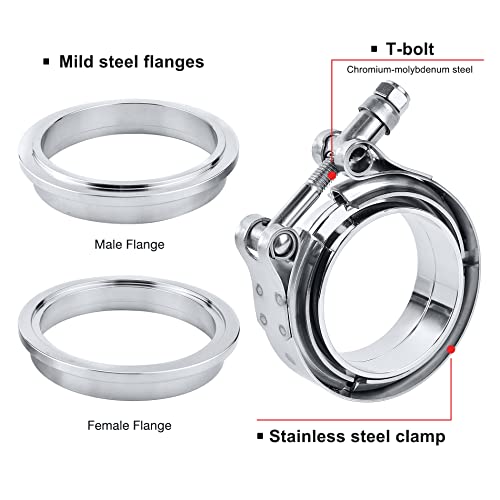Evil Energy 3.0 Inch V Band Clamp Stainless Steel With Flange Male Female Mild Steel #TOP2