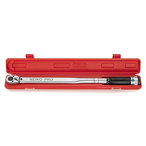 Neiko Pro 03709B 1/2-Inch-Drive Torque Wrench, 25-Inch Adjustable Click Torque Wrench, Made With Chrome Vanadium Crv Steel, Sae #TOP1
