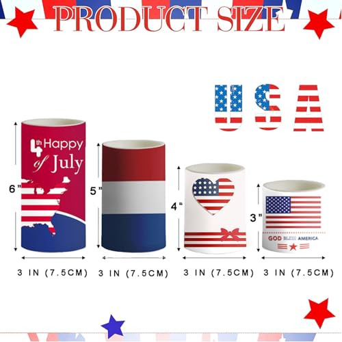 Image of 4th of July Flameless Pillar Candles with Timer Remote Control,250th Anniversary Red White and Blue LED Candles Battery Operated Set of 4 for American Independence Day Home Decor