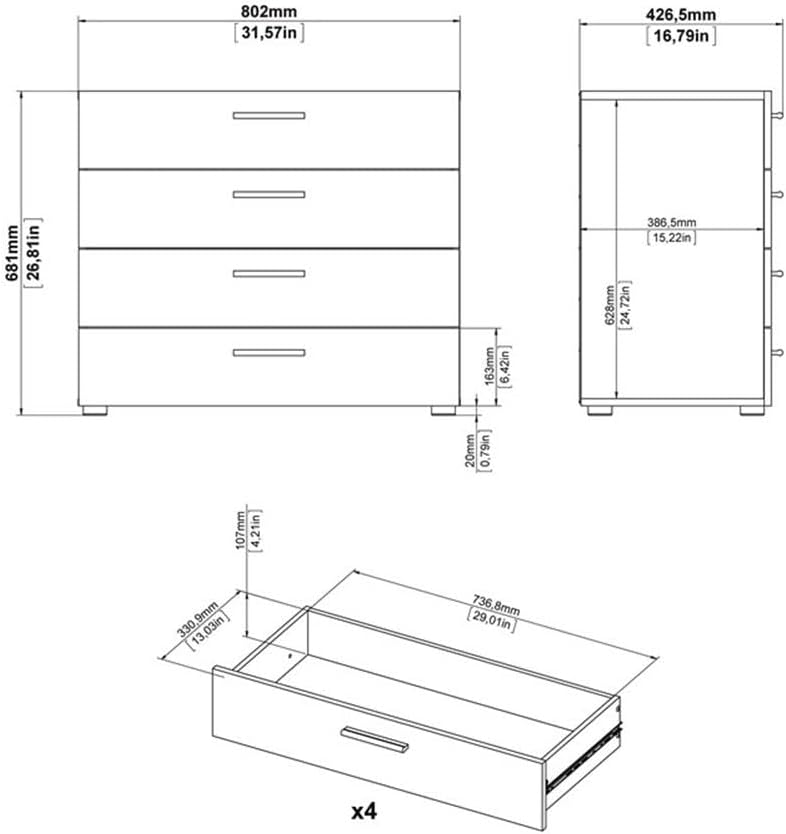 Truffle Oak 4-Drawer Chest with Sleek Contemporary Design