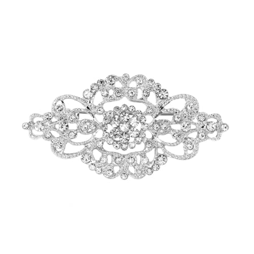 Ausi Hermoso broche vintage de cristal para boda, diseño floral de moda, ramillete de aleación de zinc para mujer, ocasiones especiales, color plata.