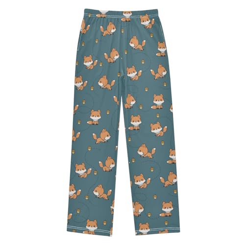 Autumn Fox Boys Long Pants Soft Trousers Elastic Waist Kids Lounge Bottoms with Pockets S-XL