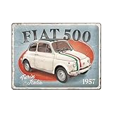 quadro fiat bravo bianco WE LOVE RETRO: placca in latta dal design nostalgico in molto robusta lamiera d'acciaio come decorazione per la cucina, il soggiorno o il bar