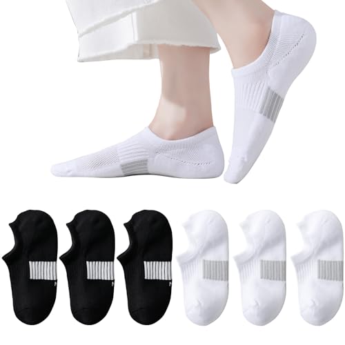 Image of EPEIUS Thick No Show Socks for Women Athletic Ankle Socks Cushioned Running Low Cut Non Slip Footies 3 /6 Pairs