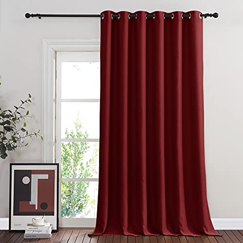 NICETOWN French Door Curtain for Window Extra Long & Wide, Grommet Thermal Curtain Panel for Sliding Glass Door/Patio Door (Burgundy Red, 1 Piece, W80 x L108)