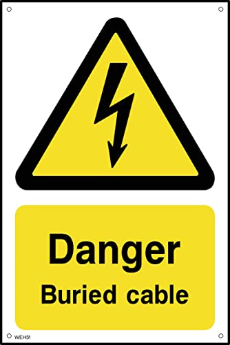 Image of Danger Buried Cable - 75mm x 100mm - 1.2mm Rigid Plastic Drilled Sign (WEH51)