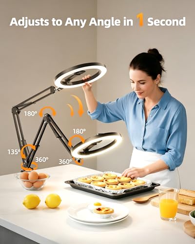 Image of Upgrade Ring Light with Stand, Overhead Phone Mount for Desk, 10 inch Selfie Light with Stand Tripod for iPhone, Light with Phone Holder for Video Recording,Zoom Meeting,Live Streaming Tiktok,YouTube