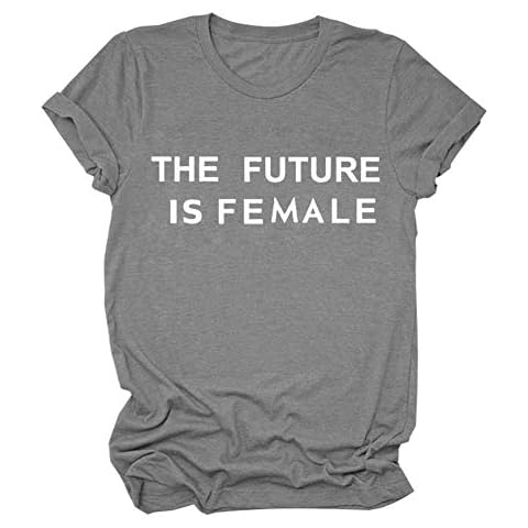 DUTISON Women Graphic T Shirts The Future is Female Tees Round Neck Short Sleeve Casual Tops Tee Deep Gray Cover